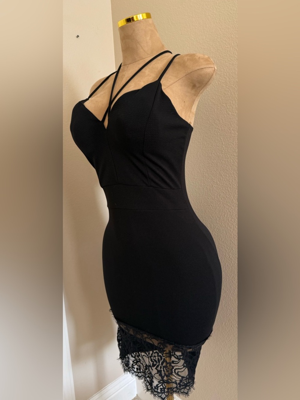 Little Black Lace-Hem Bodycon Dress